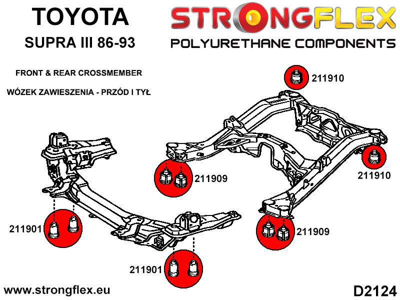 Toyota Supra MK3 bag subframe - bag bøsning SPORT