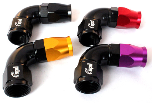 AN8 - 90° Full flow PTFE Slange fitting