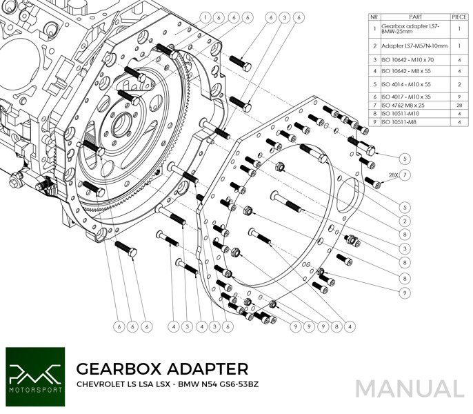 Adapterplade gearkasse CHEVROLET LS LS1 LS3 LS7