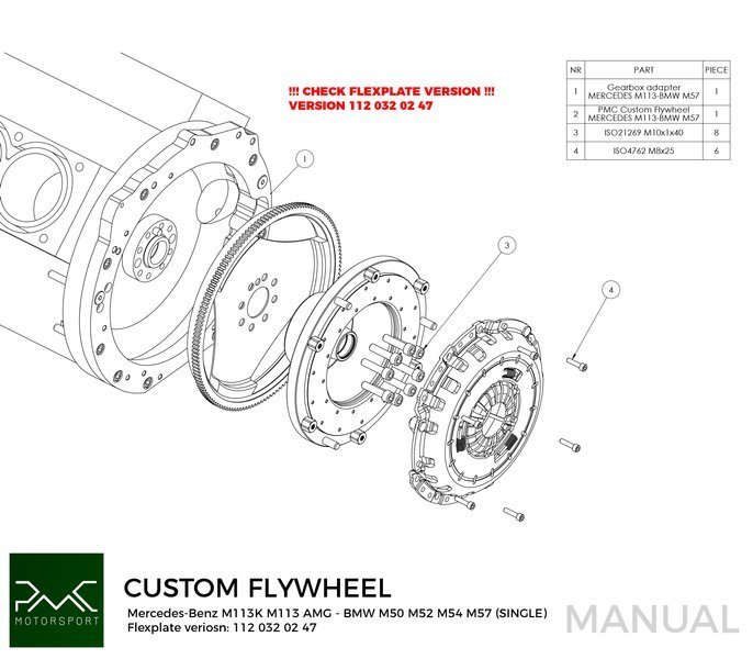 PMC svinghjul Mercedes-Benz M112 M113 M113K 240MM